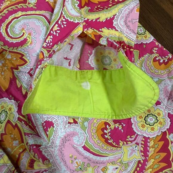 Lauren Ralph Lauren Paisley Cotton Button Up Neon Pink Green Funky Retro Sz M - Picture 6 of 7